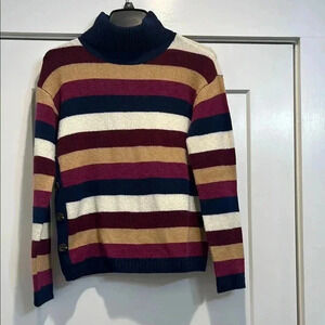 St. John’s Bay multicolored turtle neck sweater with side buttons size XS.